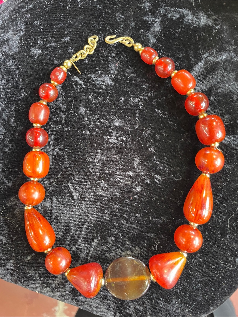 VINTAGE YSL YVES ST LAURENT AMBER BEAD NECKLACE 70s